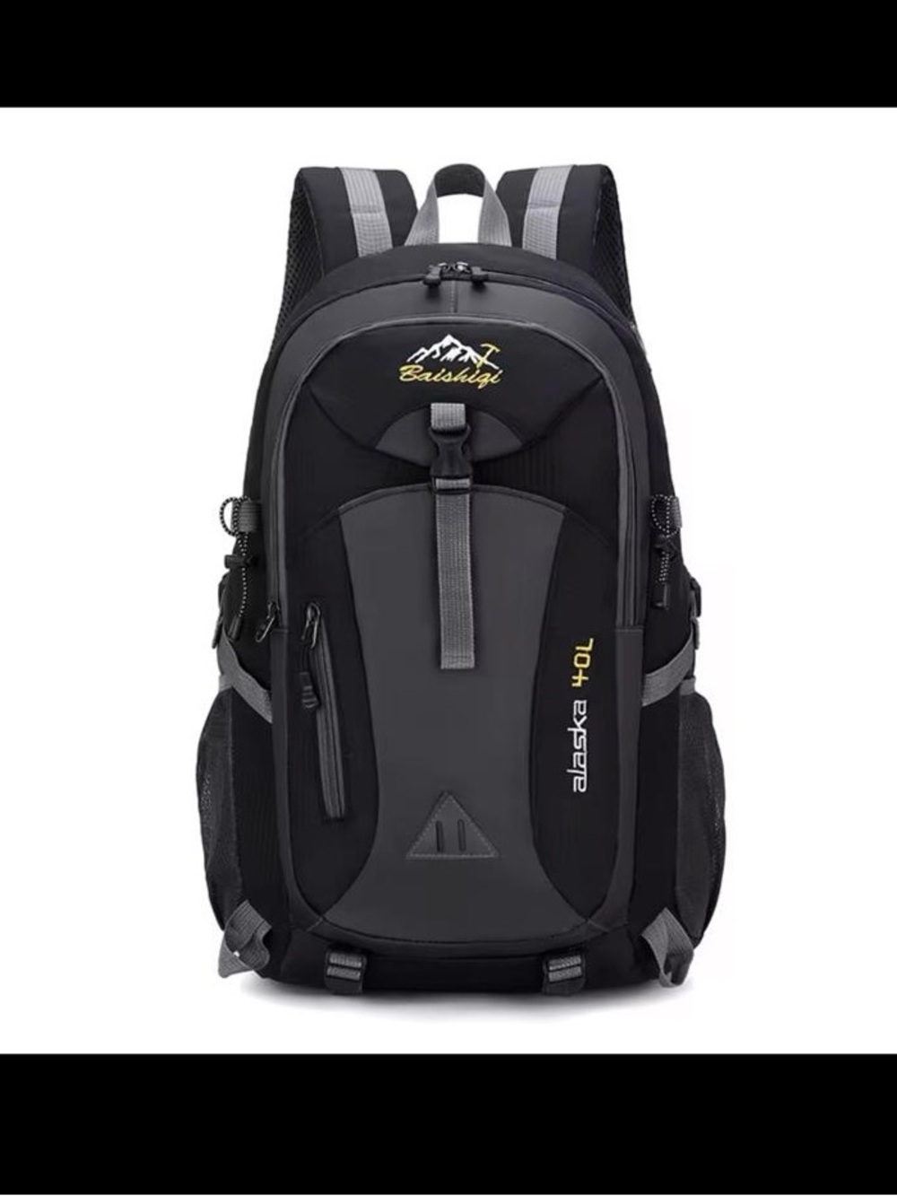 Alaska 40L Men's Black and Gray Hiking Backpack by Baishigi
